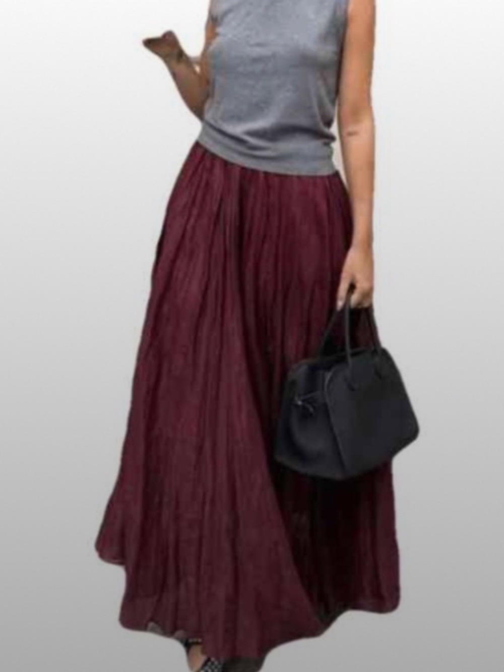 Raspberry Crinkle Maxi Skirt | Elastic Waist | Perfect Condition